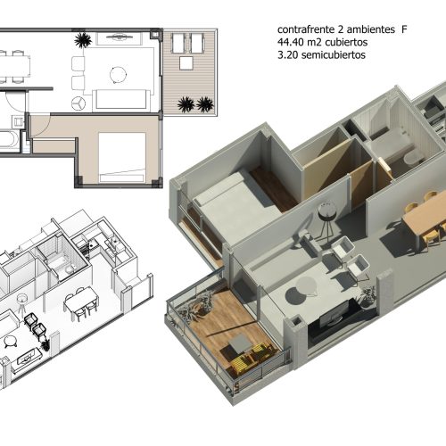2 ambientes con balcon en living